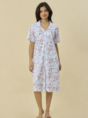 Bata de Mujer Floral Manga Corta